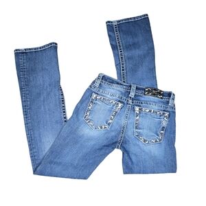 Miss me boot cut jeans embellished embroidered size 25 good condition jewels